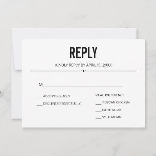 Modèle de carte de réponse de RSVP de mariage simp