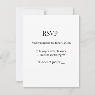 Modèle de carte de réponse RSVP noir et blanc mini