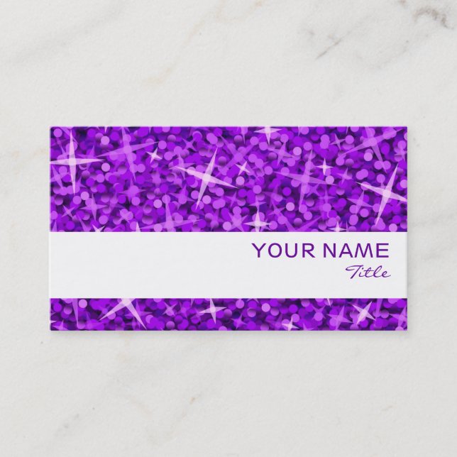 Modèle de carte de visite Bande blanche Glitz Purp (Devant)