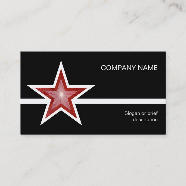 Modèle de carte de visite blanc Red Star noir (Devant)