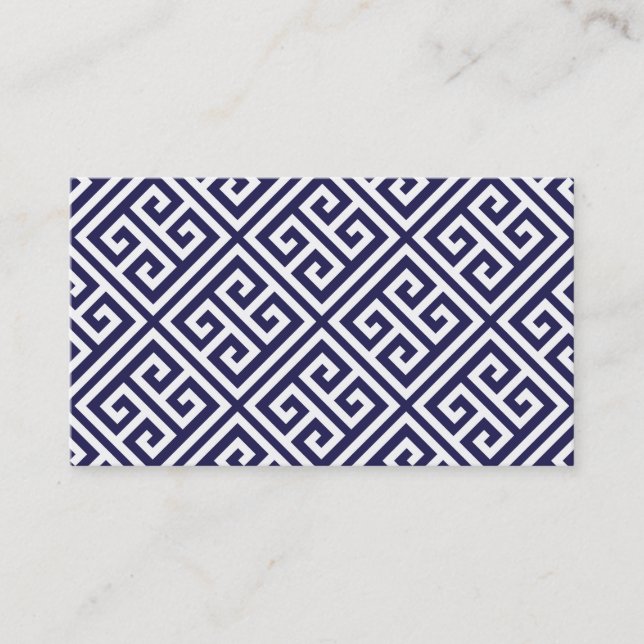 Modèle de carte de visite bleu marine grecque clé  (Devant)