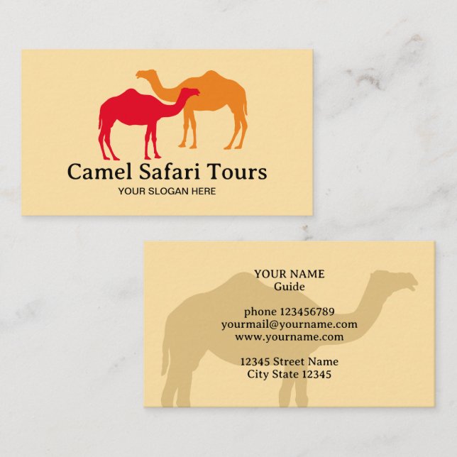 Modèle de carte de visite Camel Safari Tours (Devant / Derrière)