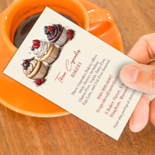Modèle de carte de visite Cupcakes Retro Bakery