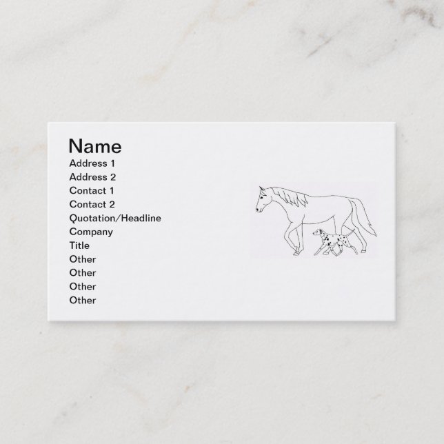Modèle de carte de visite : Dalmatie & Cheval (Devant)