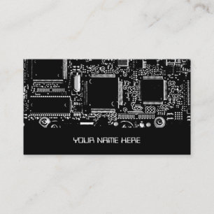 Modèle de carte de visite de circuit noir et blanc