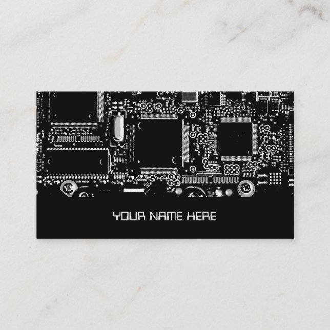 Modèle de carte de visite de circuit noir et blanc (Devant)