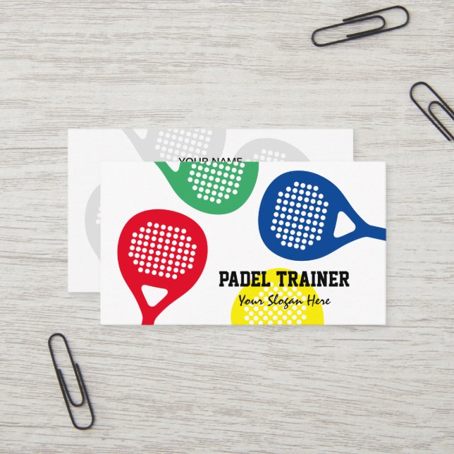 Modèle de carte de visite de l'entraîneur Padel (Devant/Arrière en situation)