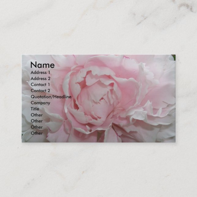 Modèle de carte de visite de pivoine (Devant)