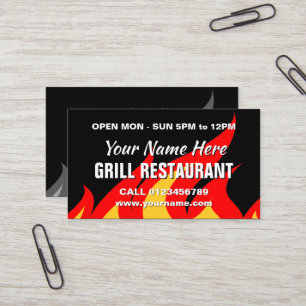 Modèle de carte de visite de restaurant Grill et W