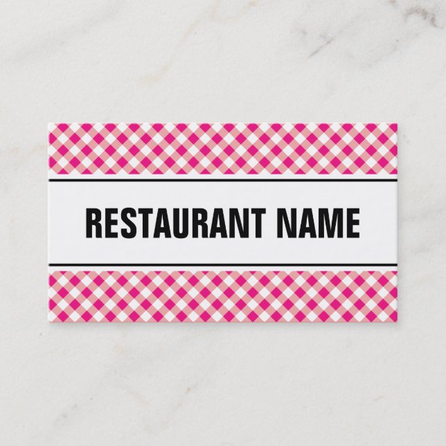 Modèle de carte de visite de restaurant| nappe rou (Devant)