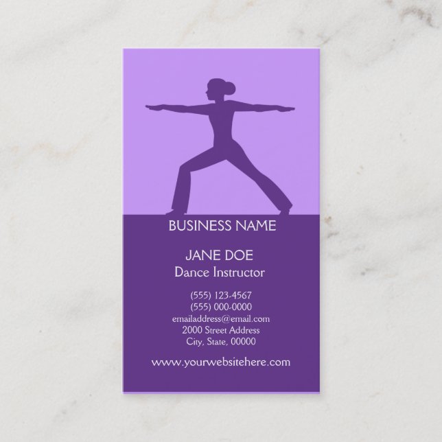 Modèle de carte de visite d'instructeur de danse (Devant)