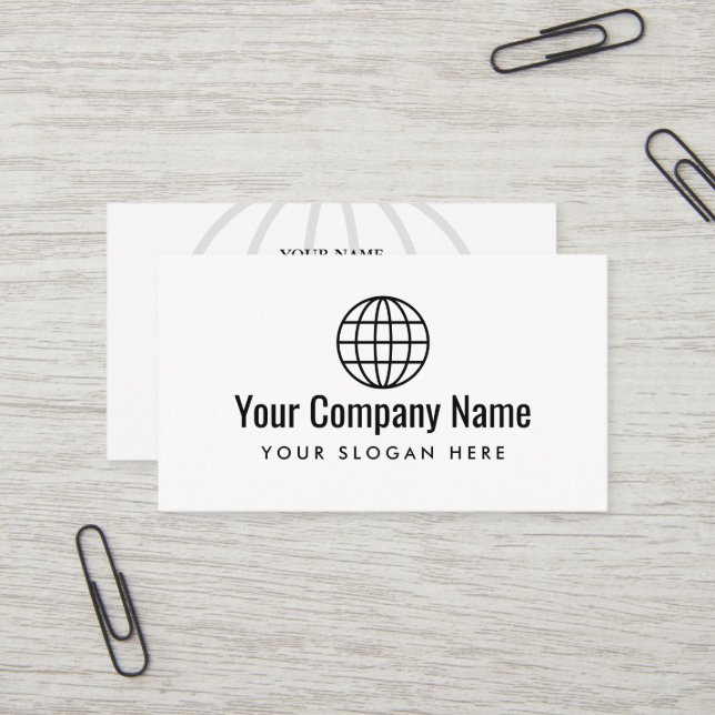Modèle de carte de visite du logo World Globe (Devant/Arrière en situation)