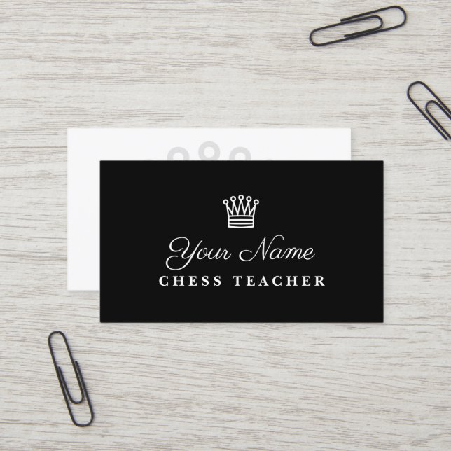 Modèle de carte de visite du professeur d'échecs G (Devant/Arrière en situation)