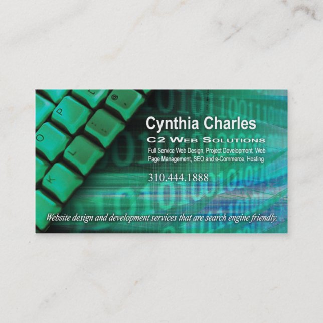 Modèle de carte de visite du Web Design-1 (vert) (Devant)