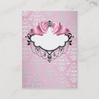 Modèle de carte de visite élégant rose damassé