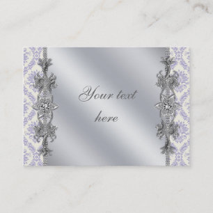 Modèle de carte de visite en damas violet argenté