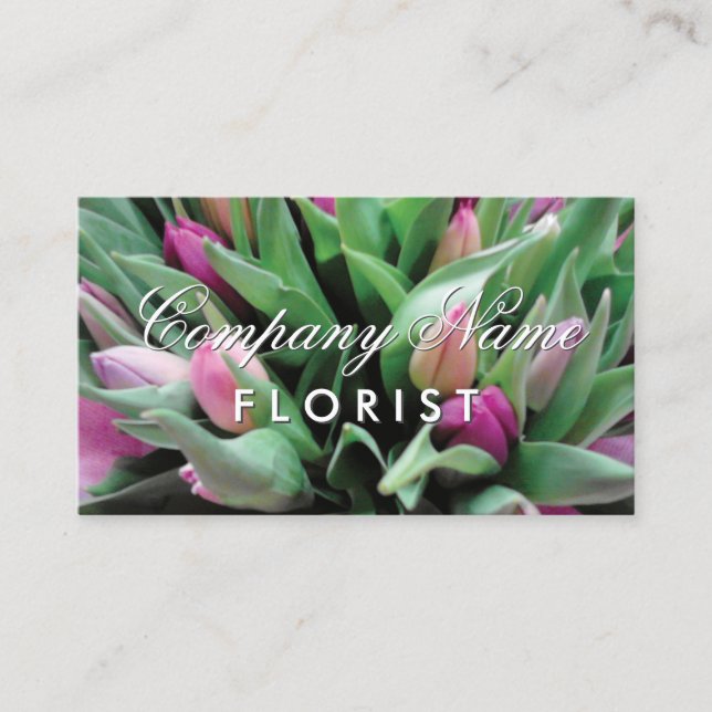 Modèle de carte de visite fleuriste avec bouquet d (Devant)