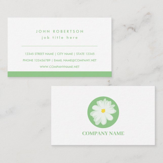 Modèle de carte de visite florale avec logo fleur (Devant / Derrière)