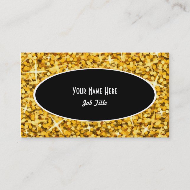 Modèle de carte de visite Glitz "Gold" Black Oval (Devant)