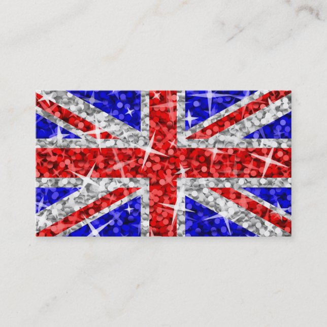 Modèle de carte de visite Glitz Royaume-Uni blanc (Devant)