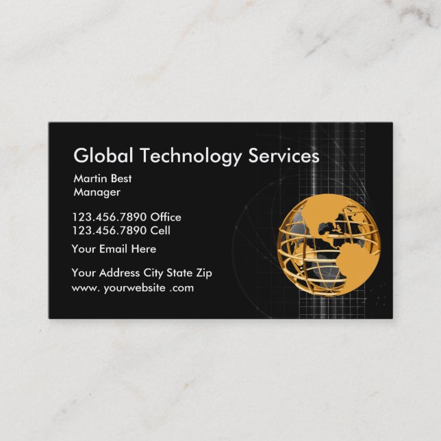 Modèle de carte de visite globale Technology Servi (Devant)