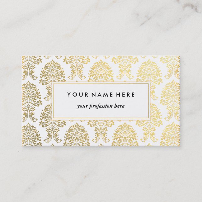Modèle de carte de visite Gold Damask (Devant)