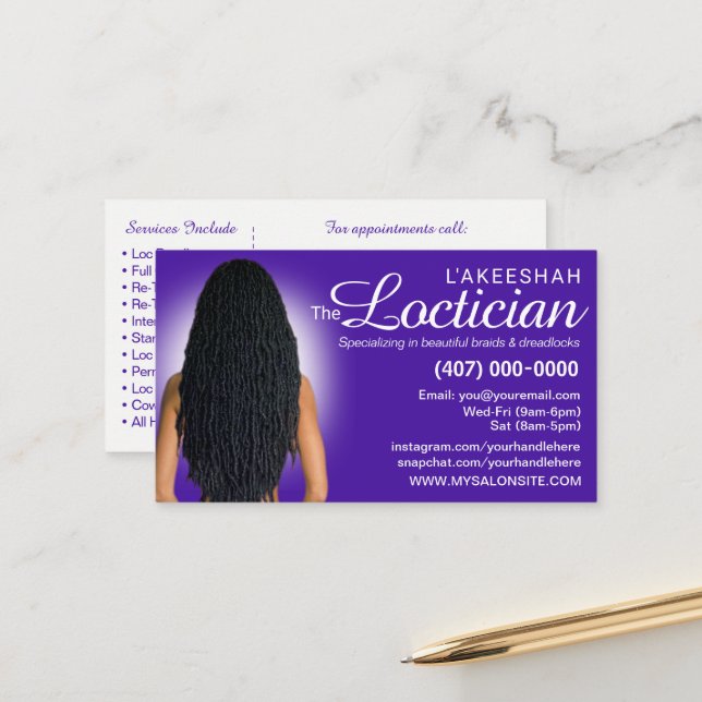 Modèle de carte de visite locale de tressage de ch (Devant/Arrière en situation)