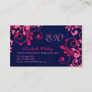 Modèle de carte de visite marine bleu et rose flor
