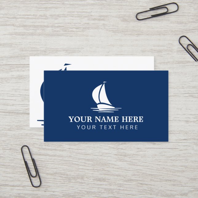 Modèle de carte de visite marine de voilier nautiq (Devant/Arrière en situation)