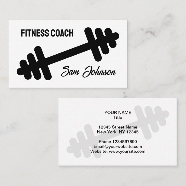 Modèle de carte de visite pour coach Fitness avec  (Devant / Derrière)