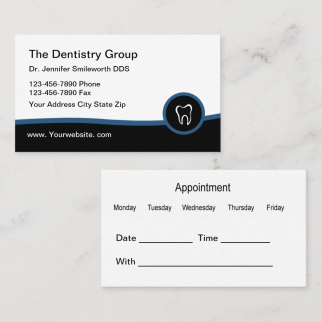 Modèle de carte de visite pour dentiste moderne (Devant / Derrière)