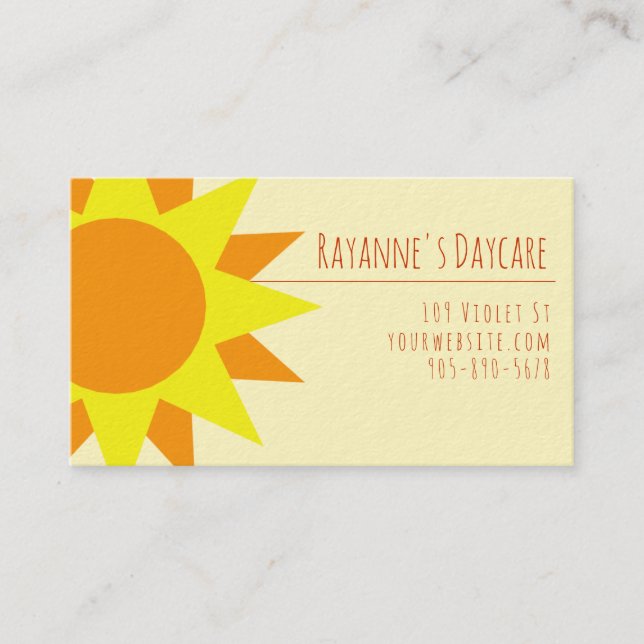 Modèle de carte de visite **Rayons de soleil (Devant)