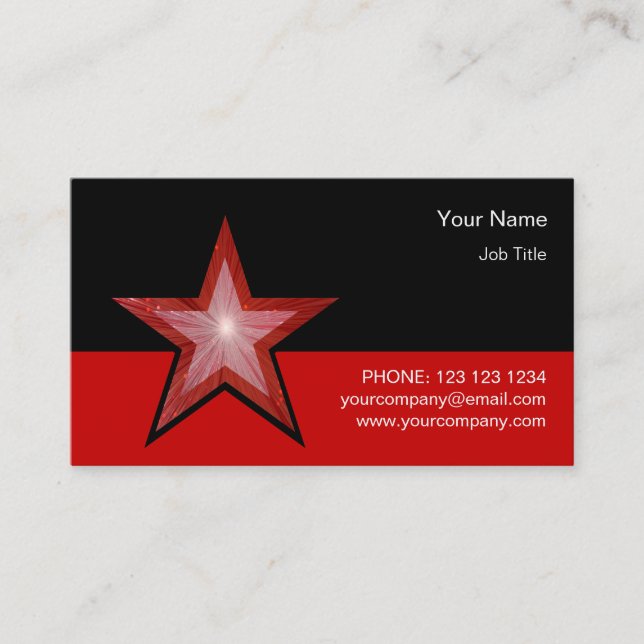 Modèle de carte de visite Red Star rouge noir (Devant)