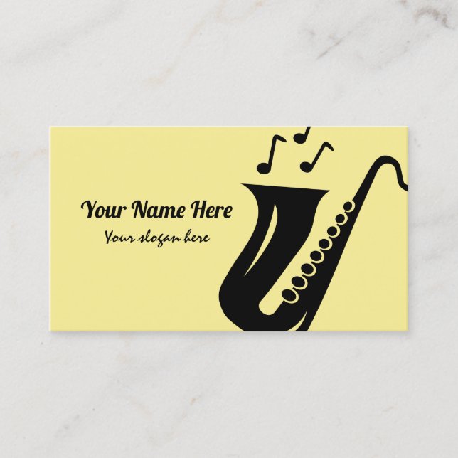 Modèle de carte de visite saxophone pour musicien (Devant)