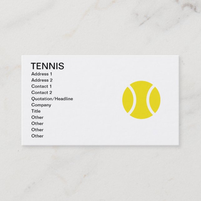 Modèle de carte de visite Tennis (Devant)
