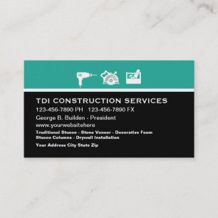 Modèle de carte d'entreprise de construction