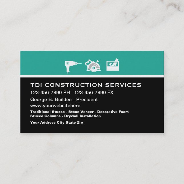 Modèle de carte d'entreprise de construction (Devant)