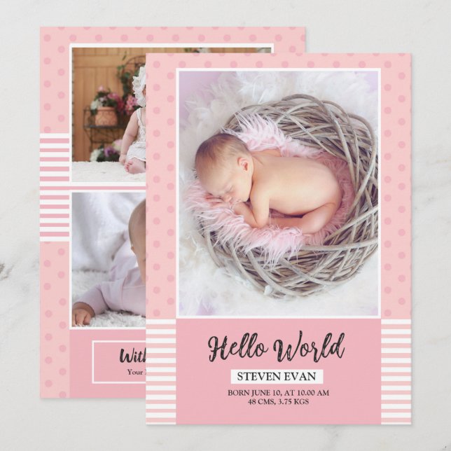 Modèle de carte faire-part de naissance (Devant / Derrière)