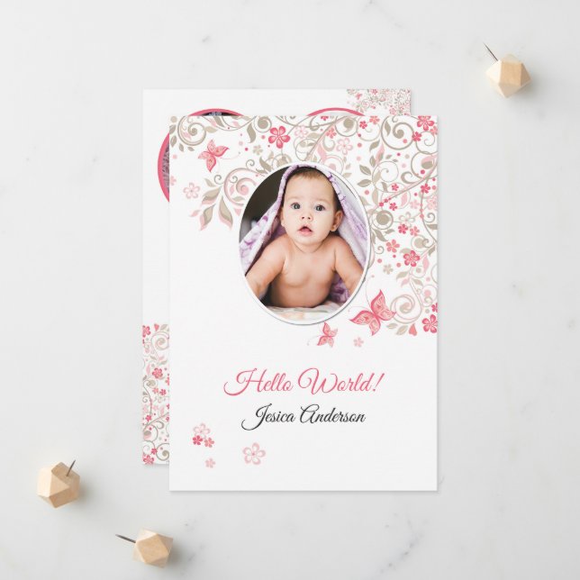 Modèle de carte faire-part de naissance (Devant/Arrière en situation)