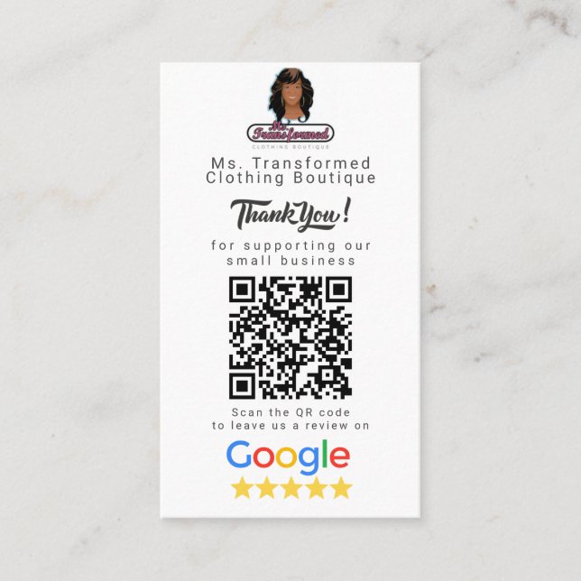 Modèle de carte Google de révision pour petites en (Devant)