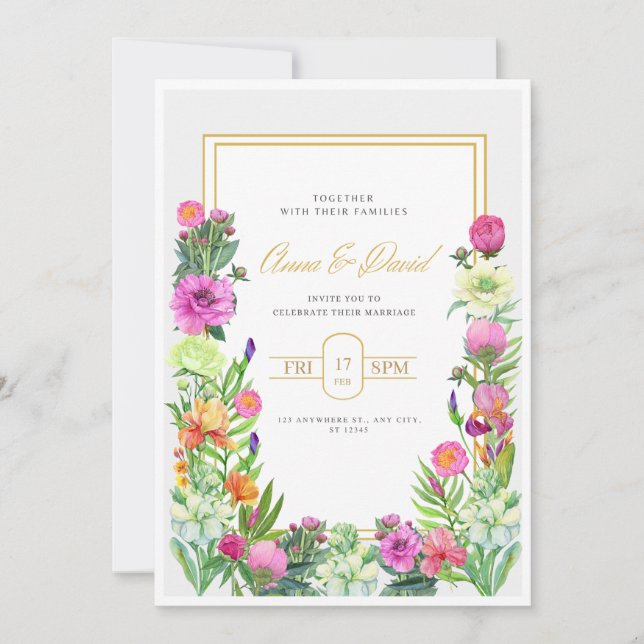 Modèle de carte Invitation florale, Invitation mod (Devant)