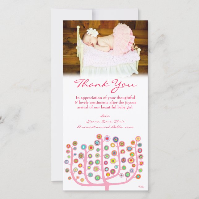 Modèle de carte photo de bébé de note de Merci (Devant)