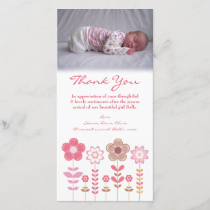 Modèle de carte photo de bébé de note de Merci
