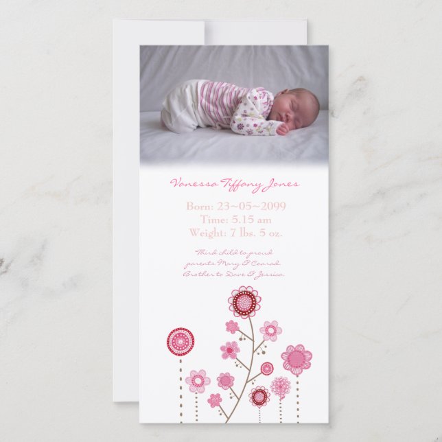 Modèle de Carte photo de Faire-part de naissance d (Devant)