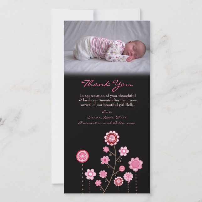 Modèle de carte photo de rose de bébé de note de (Devant)