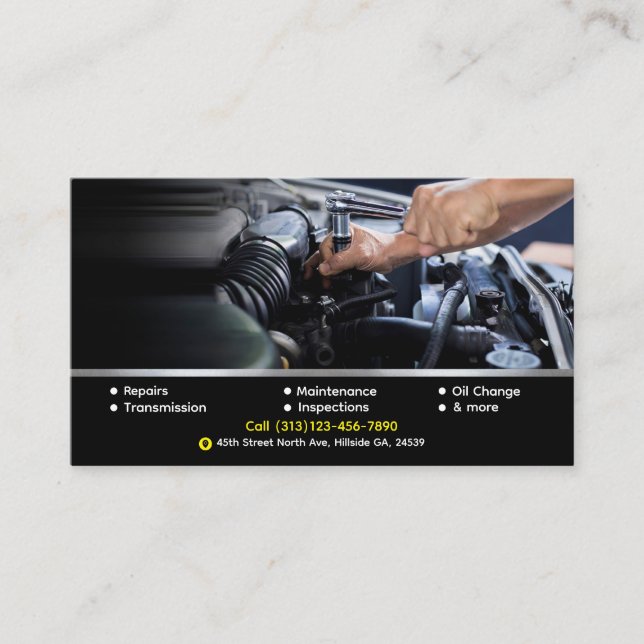 Modèle de carte professionnelle de réparation auto (Devant)