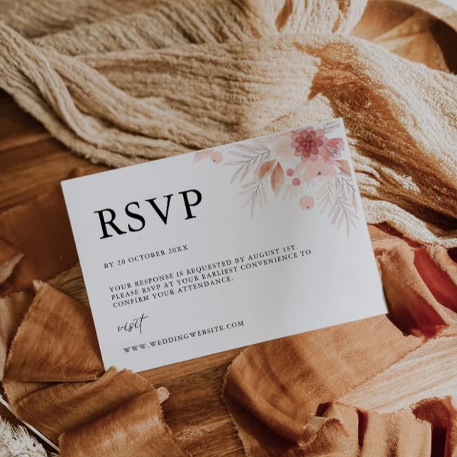 Modèle de carte RSVP de mariage fleur sauvage (Wildflower Wedding RSVP Card Template)