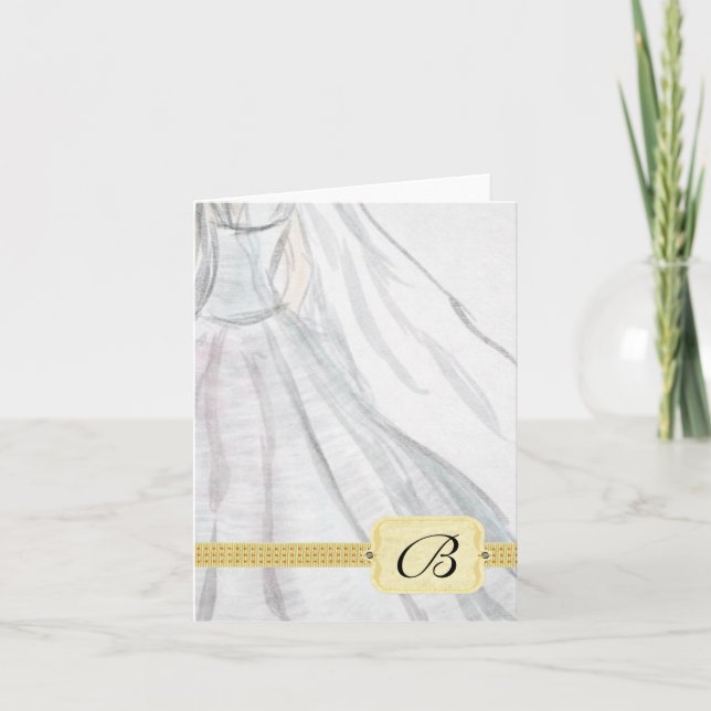 Modèle de Cartes de Notes de Mariage Monogrammées (Devant)