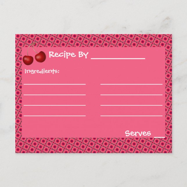 Modèle de cartes de recettes pour cerisier rose (Devant)