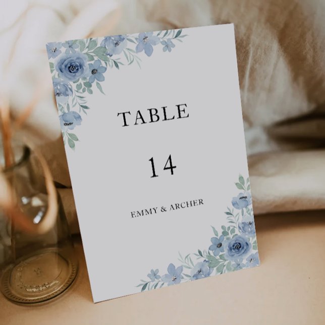 Modèle de cartes de table Mariage bleu (Blue Wedding Table Cards Template)